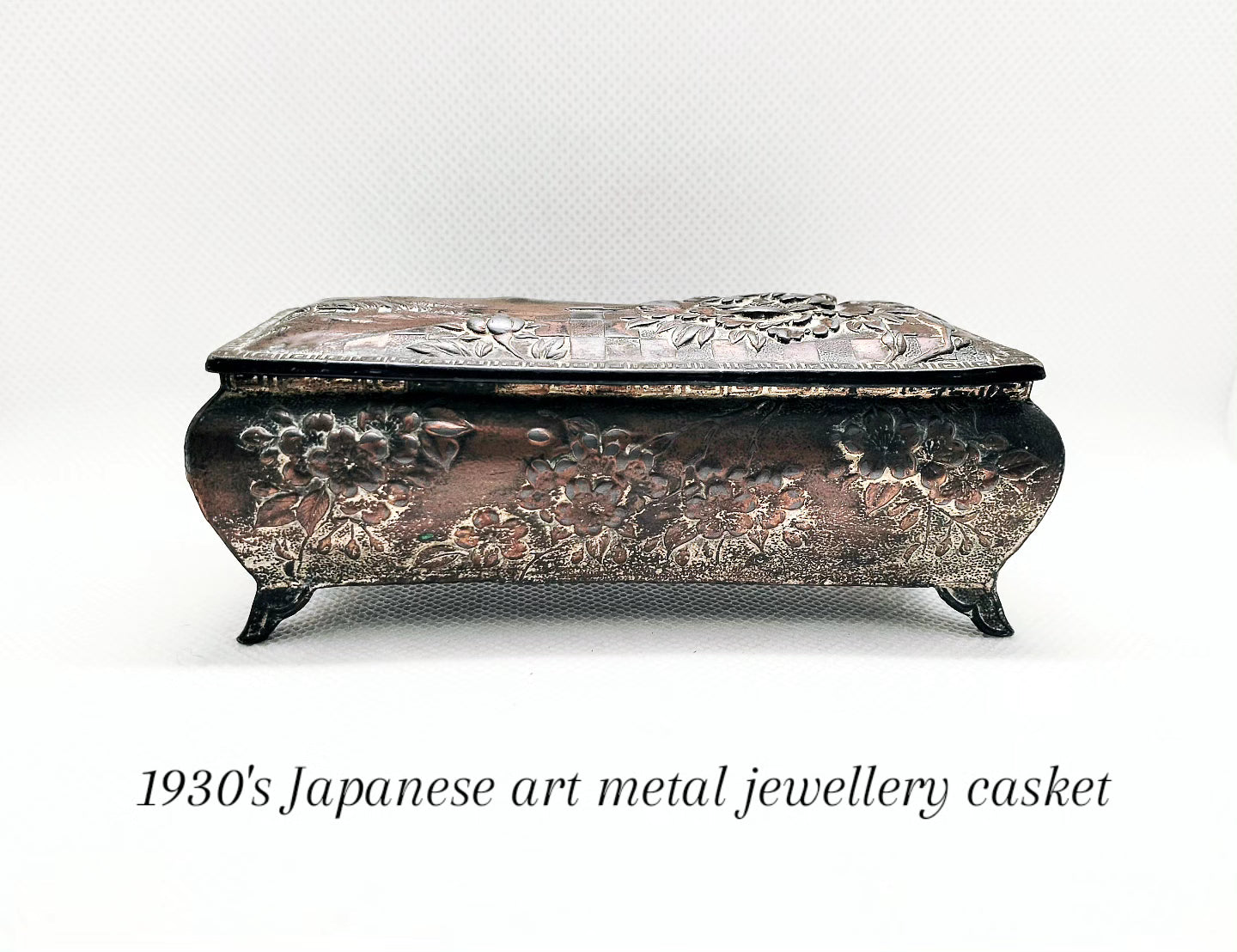 1930s Japanese art metal jewellery casket