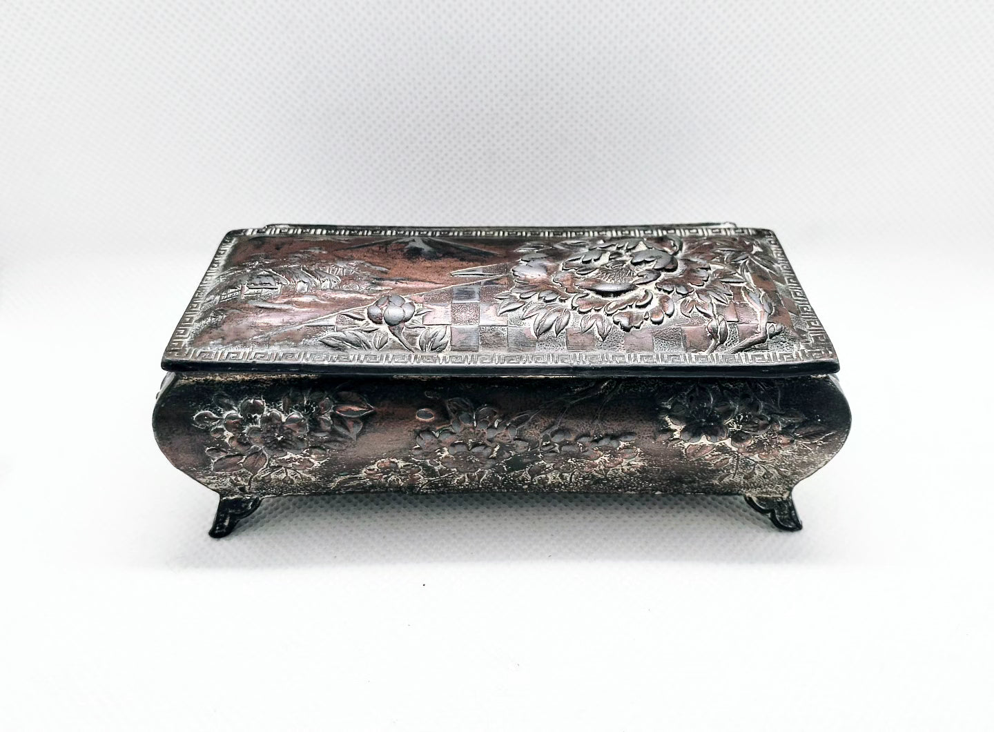 1930s Japanese art metal jewellery casket