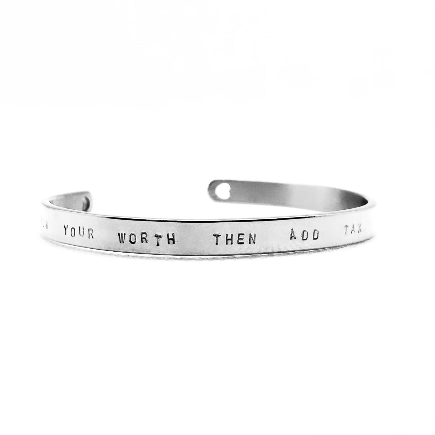 Stainless steel handstamped cuff bangle 6mm wide