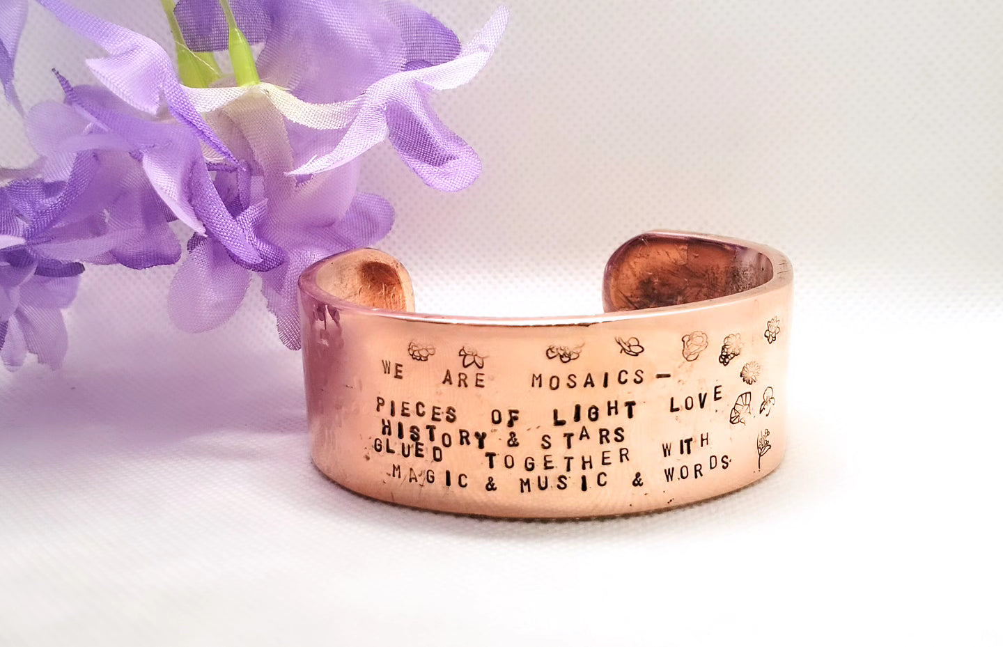 Words to live by - custom quote  heavy copper cuff