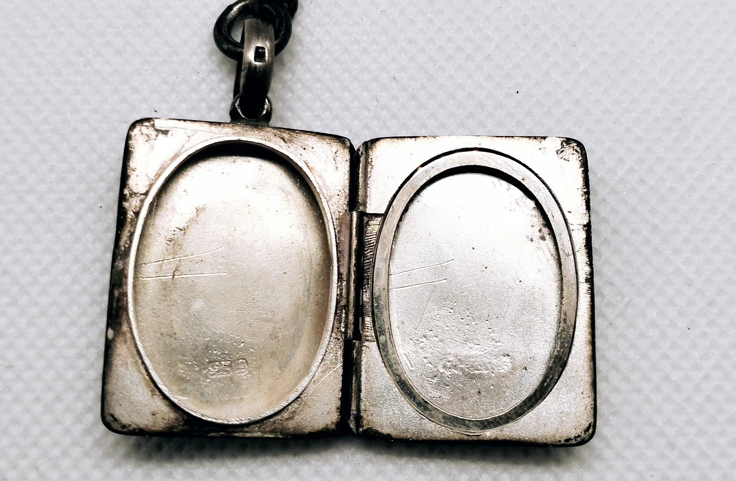 Lucky horseshoe Victorian rectangular locket - sterling silver hallmarked 1881