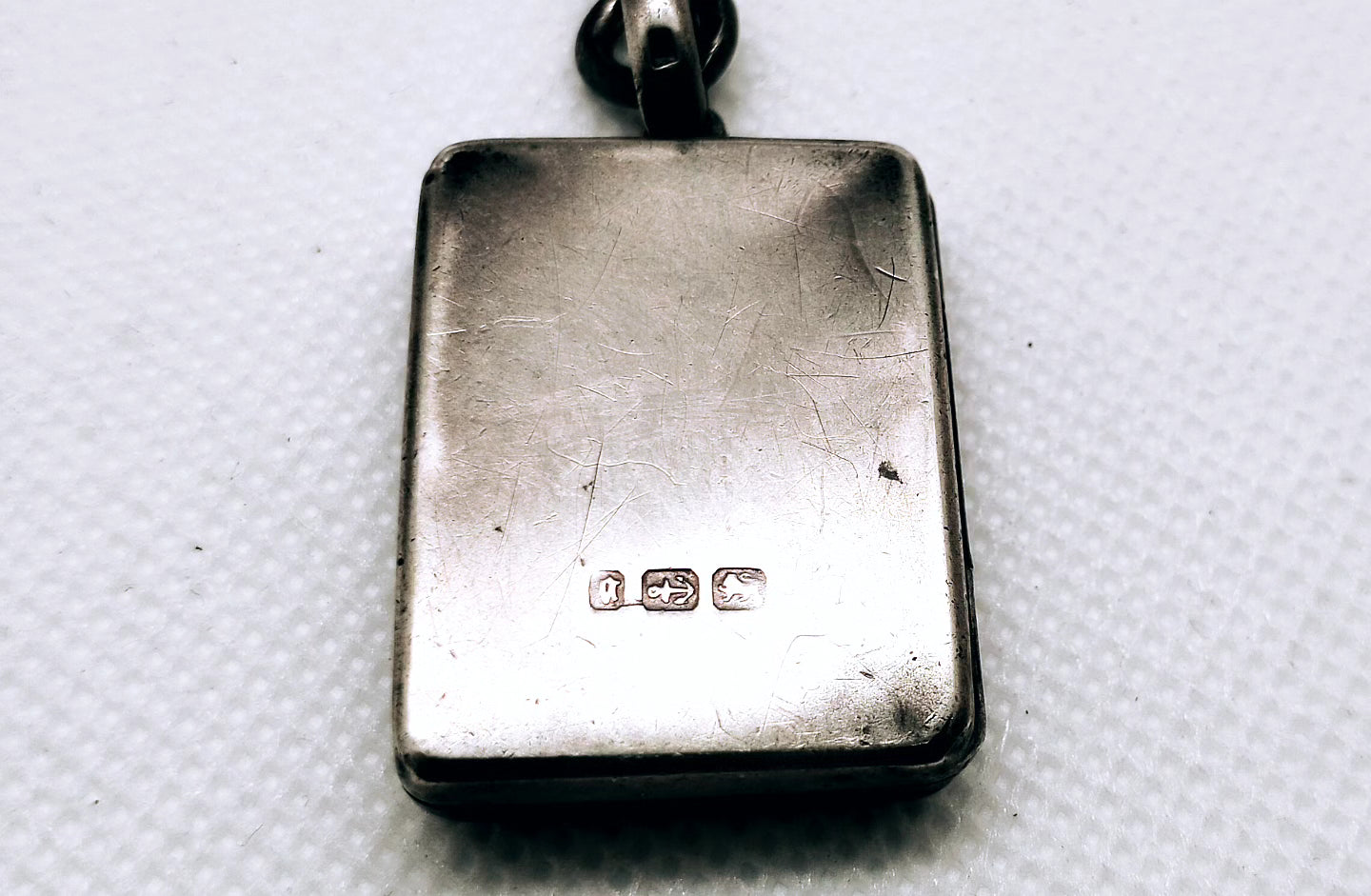 Lucky horseshoe Victorian rectangular locket - sterling silver hallmarked 1881